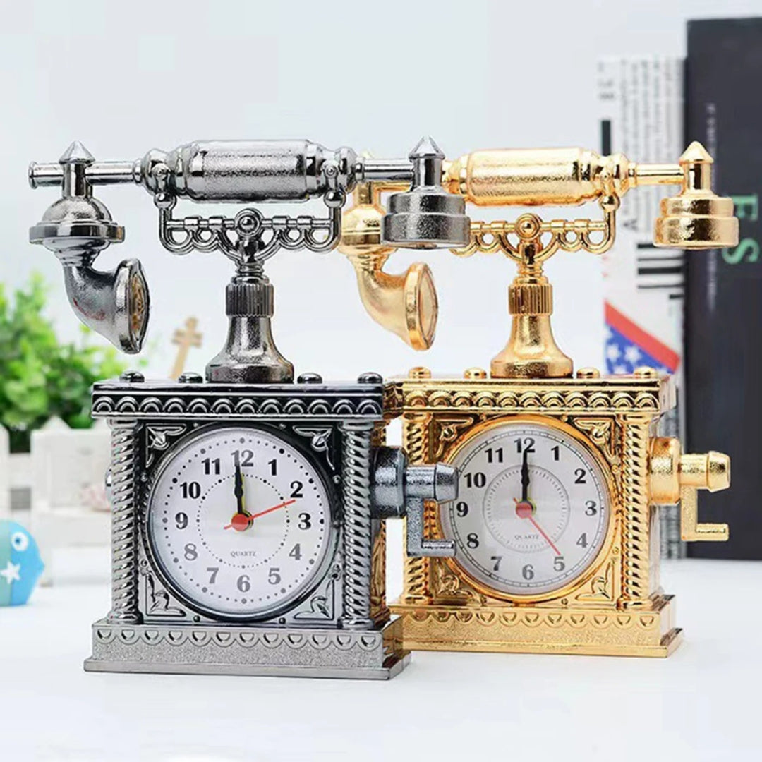 Vintage Telephone Table Clock Statue