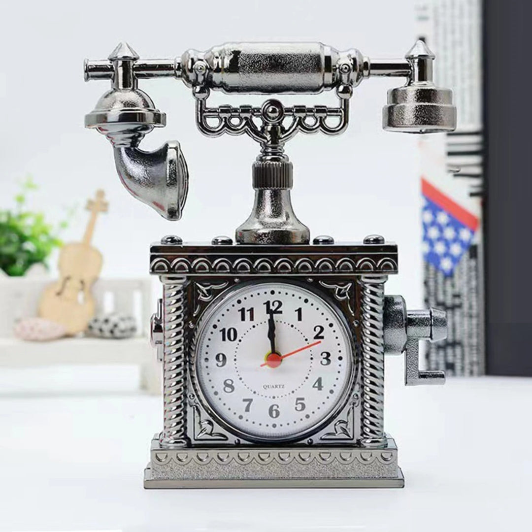 Vintage Telephone Table Clock Statue