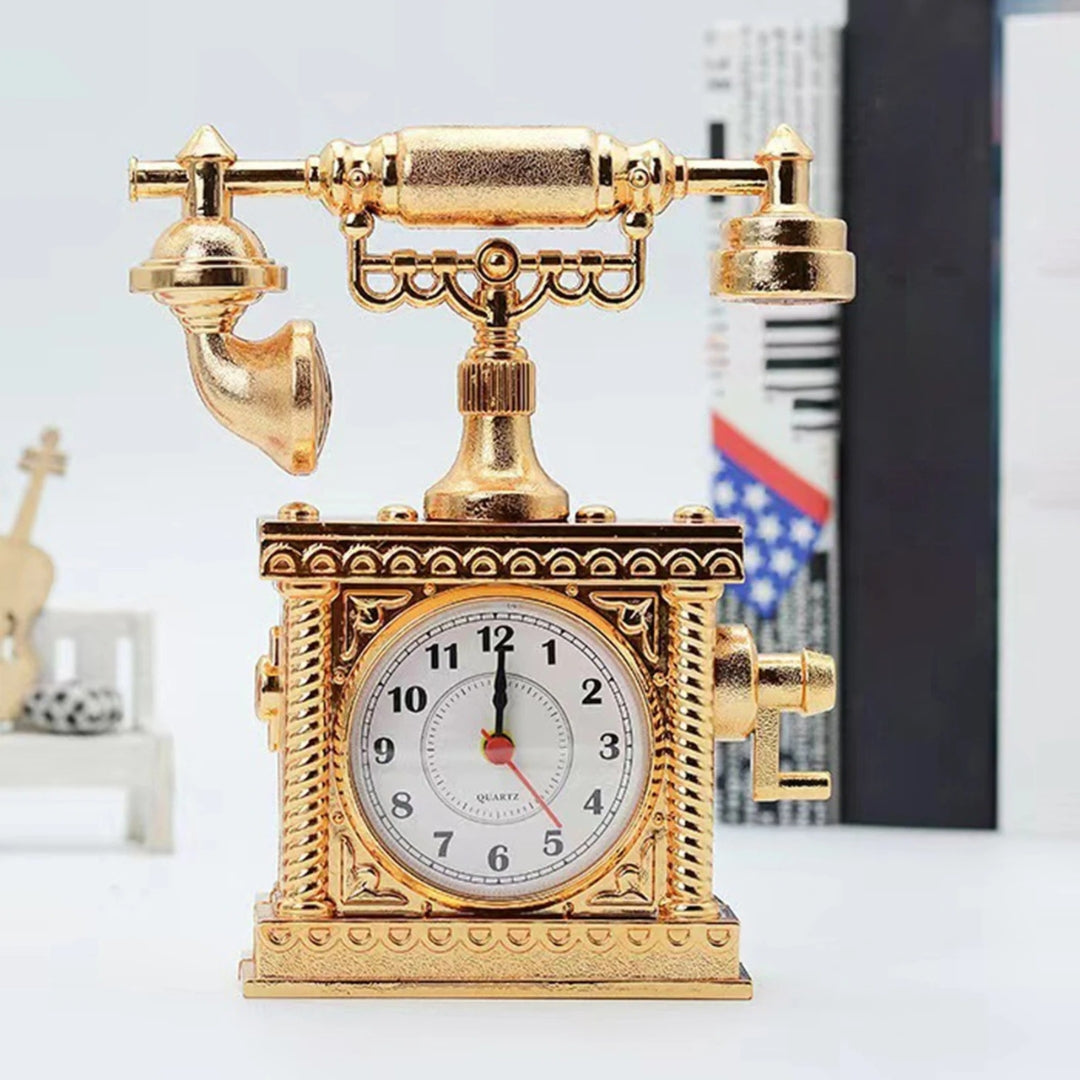 Vintage Telephone Table Clock Statue