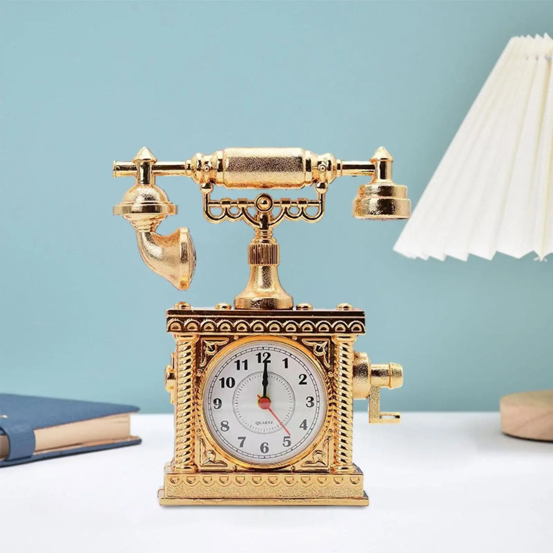 Vintage Telephone Table Clock Statue